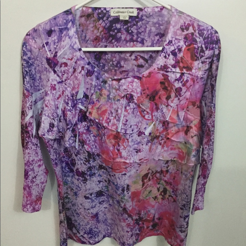 Multi colored ruffle shirt from Coldwater Creek.